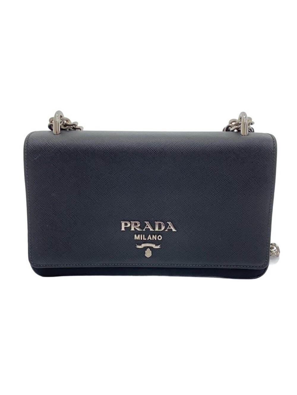 Prada black Chain shoulder bag crosshatched leather